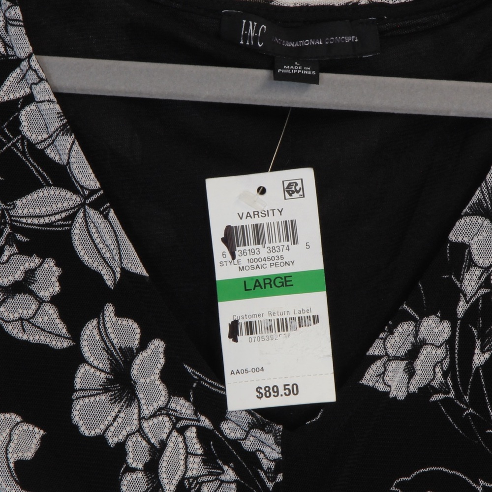 INC International Concepts Black & White Runched Floral Midi Dress NWT - Picture 2 of 7